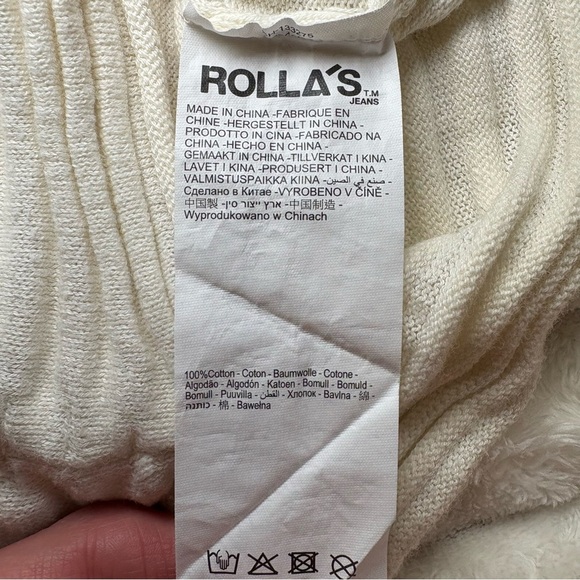 ROLLA'S Cream Ribbed Long Sleeve Top Size Small - Picture 4 of 8